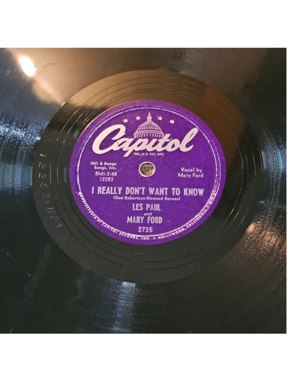 Les Paul Mary Ford Capitol 2735 78 RPM Shellac South 1954 Vintage Record